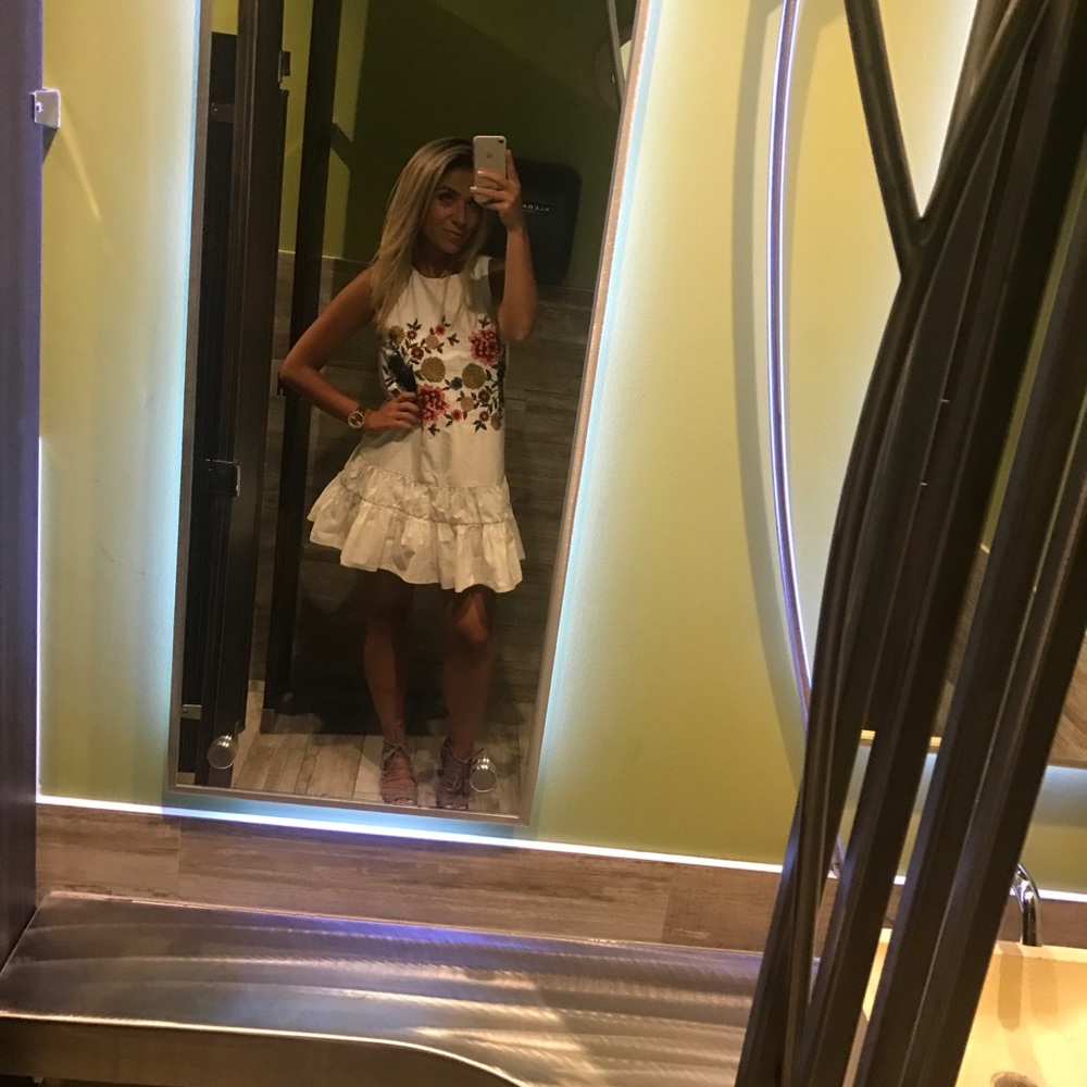 Zara white embroidered dress